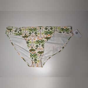 NWT Old Navy 2X High-Waisted Classic Bikini Swim Bottom White Palm Tree